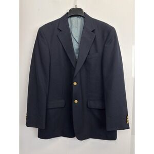 Vtg Stafford 42R Navy Blue Hopsack Gold Button Wool Blazer Jacket Sport Coat